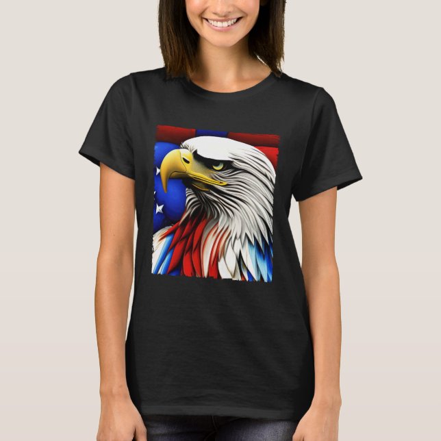 Camiseta Futuristic American Bald Eagle USA Flag 4th of Jul (Anverso)