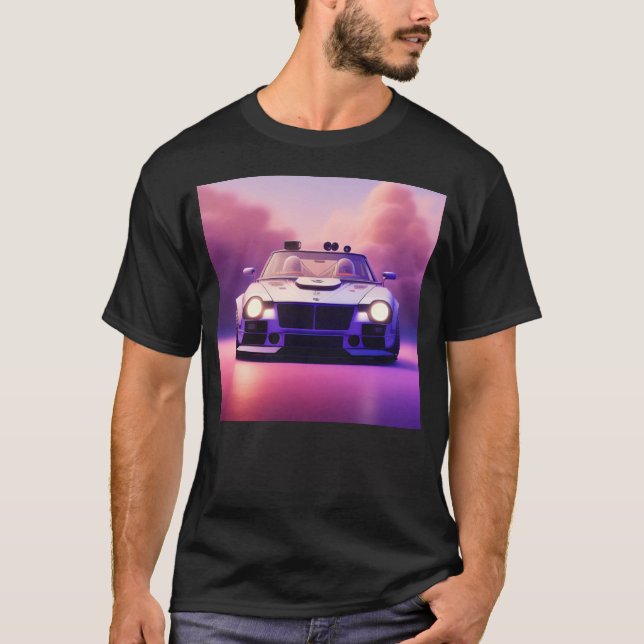 Camiseta Futuristic Classic Sports Car Cyberpunk Cool Race  (Anverso)