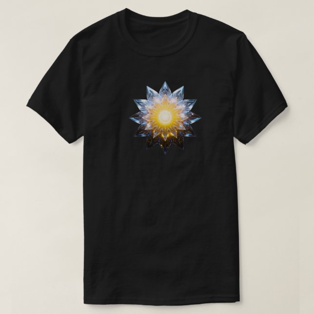 Camiseta Futuristic Crystal Lotus • Geometric Sci-Fi Energy (Diseño del anverso)