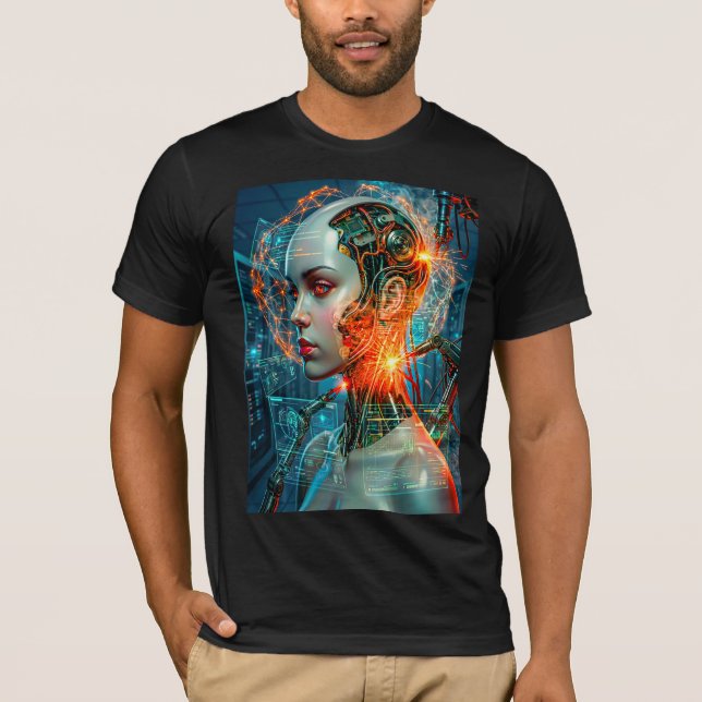 Camiseta Futuristic Cyborg Neural Network Sci-Fi Tech (Anverso)