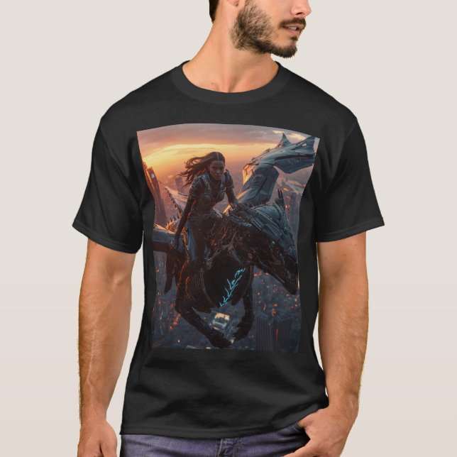 Camiseta Futuristic Dragon Knight Artwork (Anverso)
