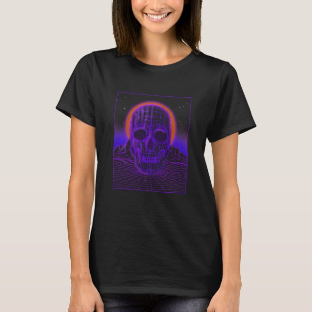 Camiseta Futuristic Vaporwave Aesthetic Skull Retro Synthwa (Anverso)