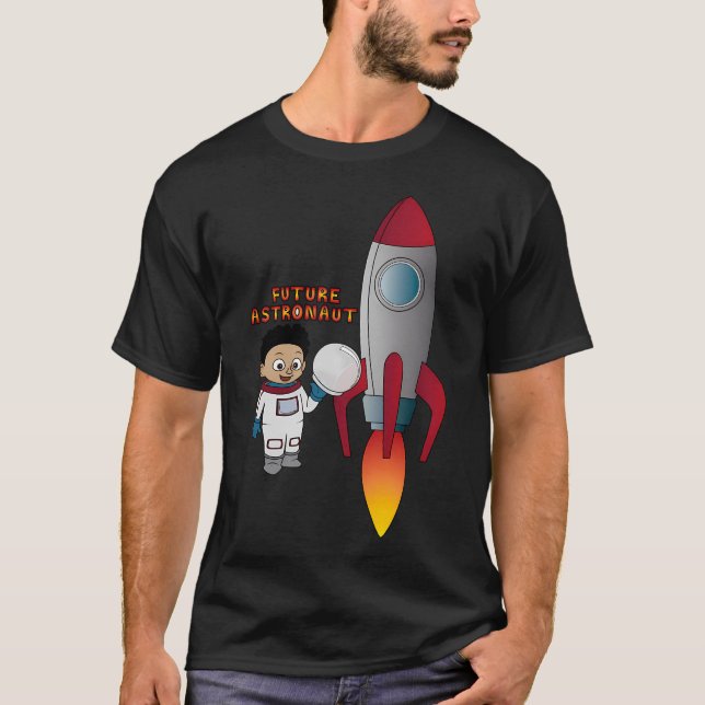 Camiseta 'Futuro Astronauta' Con Cohetes (Afro) (Anverso)