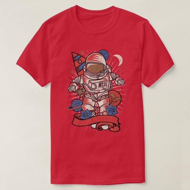 Camiseta Futuro astronauta divertida y nerviosa exploración (Diseño del anverso)