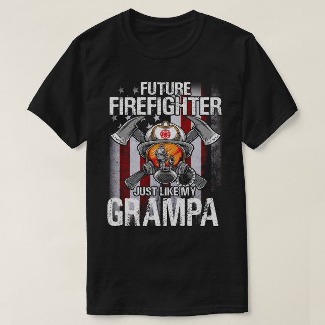 Camiseta Futuro bombero como mi bandera estadounidense GRAM (Diseño del anverso)
