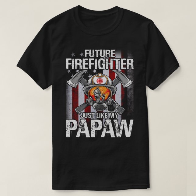 Camiseta Futuro bombero como mi bandera estadounidense PAPA (Diseño del anverso)