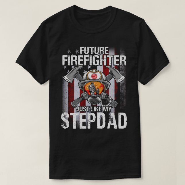 Camiseta Futuro bombero como mi bandera estadounidense STEP (Diseño del anverso)