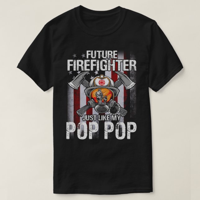 Camiseta Futuro bombero como mi bandera POP POP de EE.UU. (Diseño del anverso)