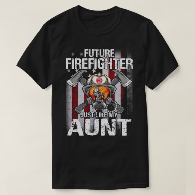 Camiseta Futuro bombero como mi tía Bandera de Estados Unid (Diseño del anverso)