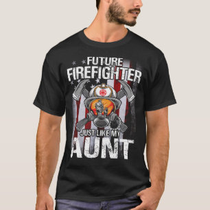 Camiseta Futuro bombero como mi tía Bandera de Estados Unid