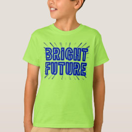 Camiseta Futuro brillante en azul rodeado de rayos solares