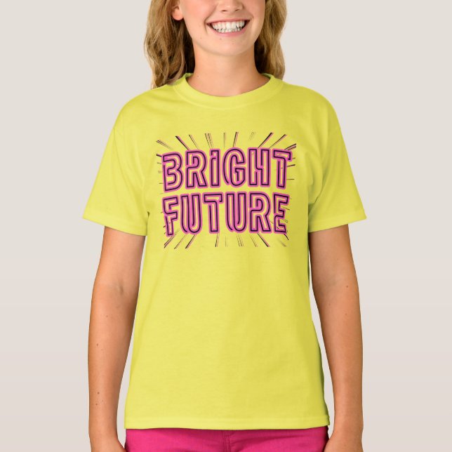 Camiseta Futuro brillante en rosa rodeado de rayos solares (Anverso)