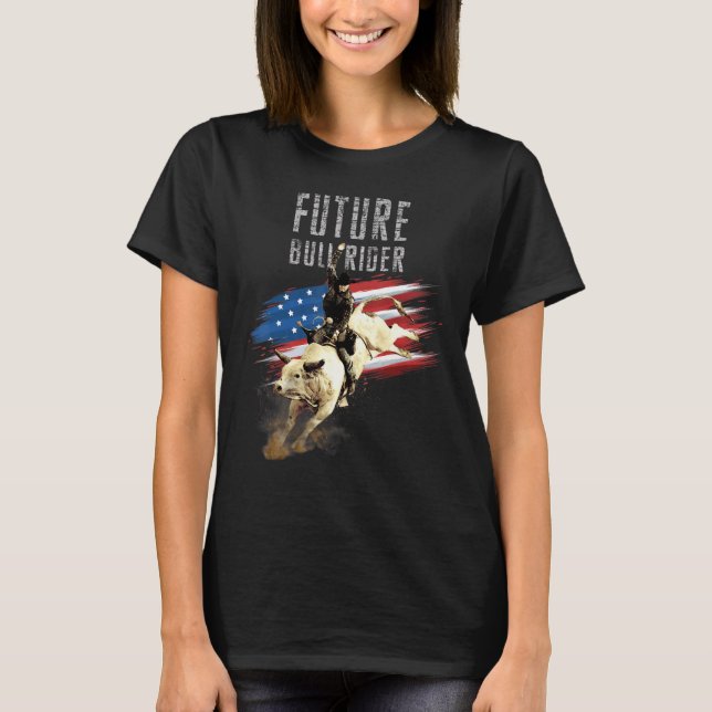 Camiseta Futuro Bull Rider Bandera Patriótica Estadounidens (Anverso)