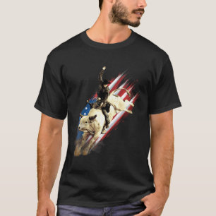 Camiseta Futuro Bull Rider Bandera Patriótica Estadounidens