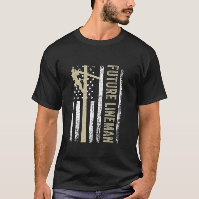 Camiseta Futuro cable eléctrico de bandera estadounidense d (Anverso)