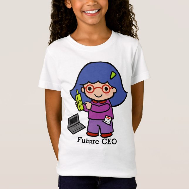Camiseta Futuro CEO / Contador / Chica Mogul con computador (Anverso)