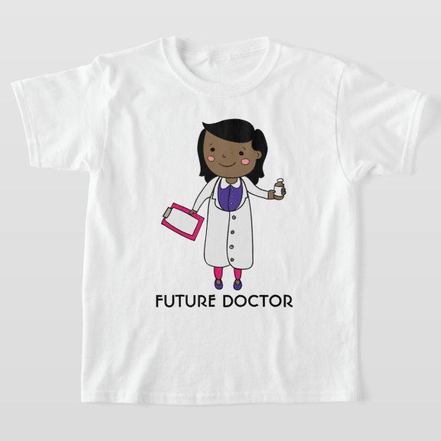Camiseta Futuro Chica Médica piel marrón pelo negro (Distribución)