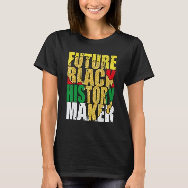 Camiseta Futuro Creador de Historia Negra Con Mapa Africano (Anverso)