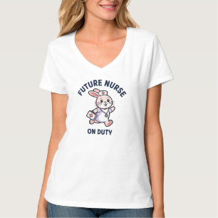 Camiseta Futuro Enfermero De Servicio Gráfico De Conejito L