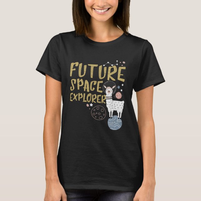 Camiseta Futuro Explorador de espacio Llama Astronauta Dive (Anverso)