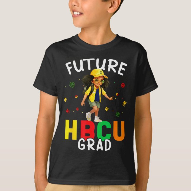Camiseta Futuro Graduado Hbcu Afro Negro (Anverso)