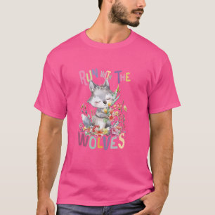 Camiseta futuro lobo alpha con flores tierno lobo animal