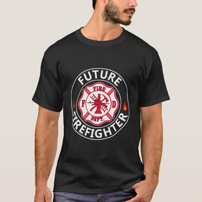 Camiseta Futuro niño con insignia para bomberos y bomberos (Anverso)