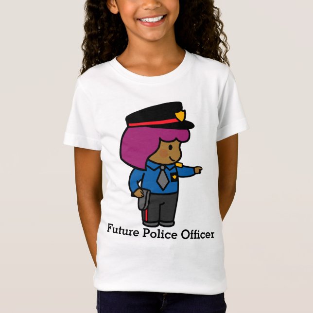 Camiseta Futuro Oficial de Policía de chicas Cuadros (Anverso)