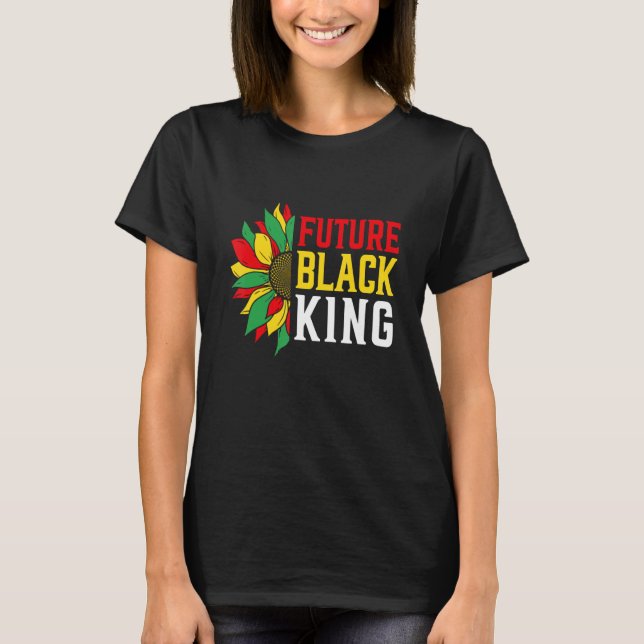 Camiseta Futuro Rey Negro Orgulloso Flores Melanin African  (Anverso)