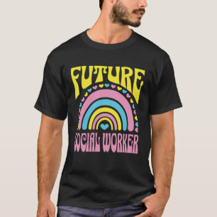 Camiseta Futuro trabajador social brillante arco iris negro