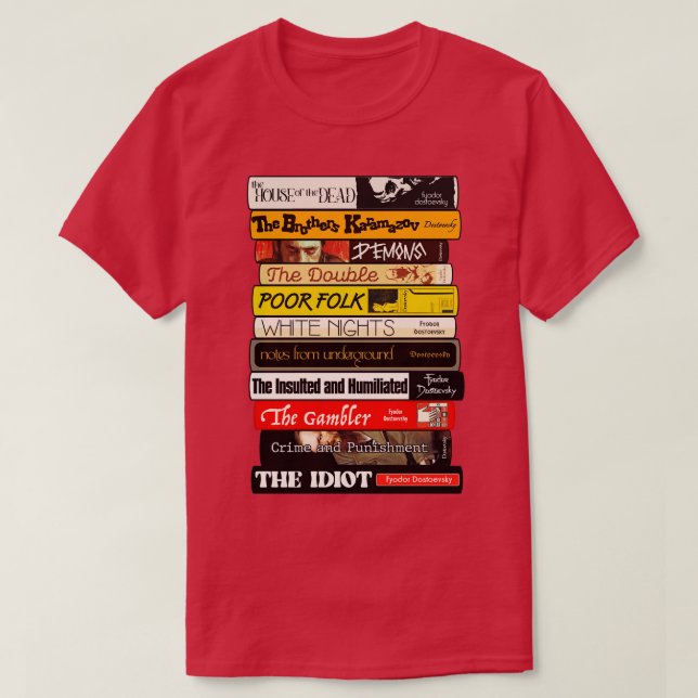 Camiseta Fyodor Dostoyevsky Books Stack (Diseño del anverso)