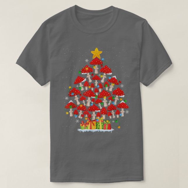 Camiseta G4Yw Mushroom Christmas Tree Pajama Merry Xmas Pla (Diseño del anverso)