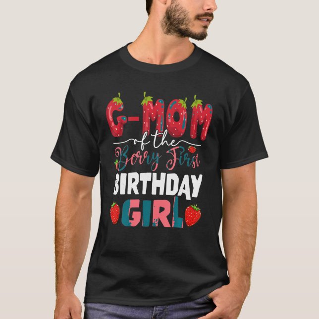 Camiseta G Mamá del primer cumpleaños del Chica Strawber (Anverso)