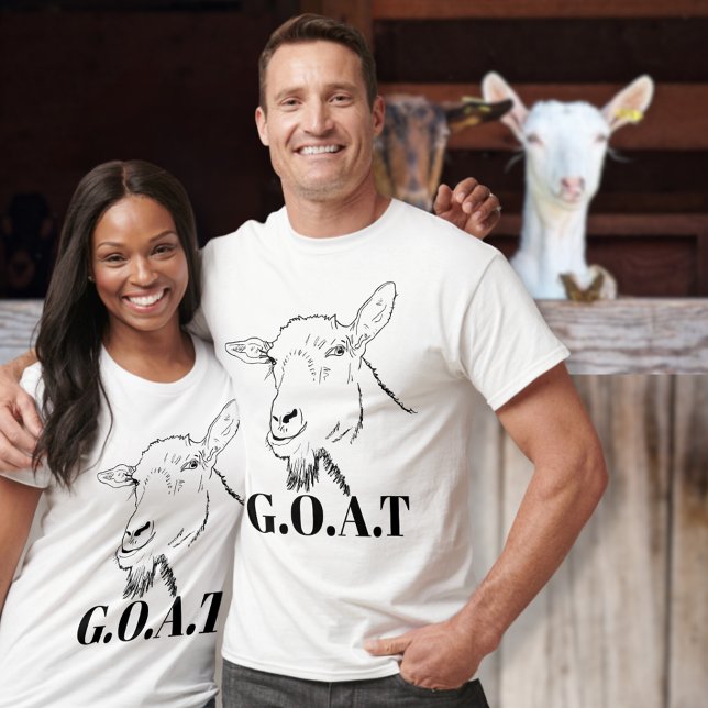 Camiseta G.O.A.T Cita Gracioso Dibujo de Cabra (G.O.A.T greatest of all time quote with funny goat simple animal art black and white t-shirts )