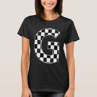 Camiseta G tablero de ajedrez en blanco y negro monograma i
