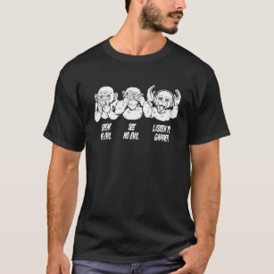 Camiseta Gabber Techno diciendo con tres monos sabios
