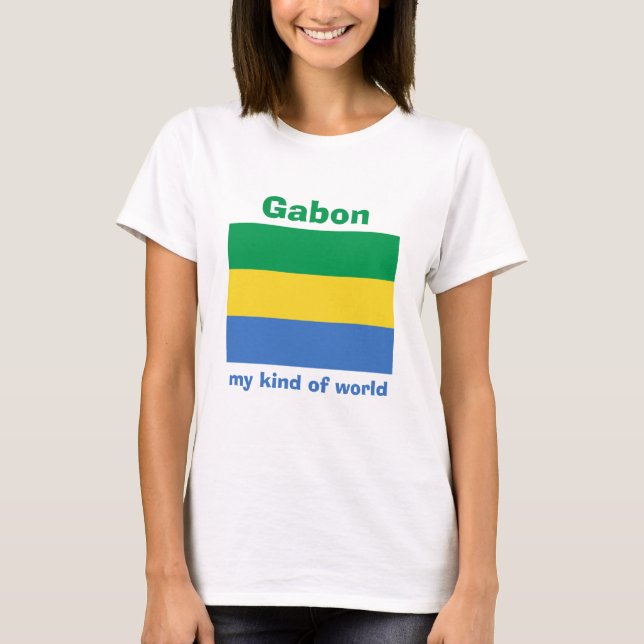 Camiseta Gabón Bandera + Mapa + Texto (Anverso)