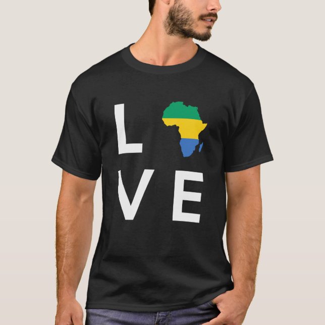 Camiseta Gabon Flag Love Africa Continent Silhouette for Ga (Anverso)