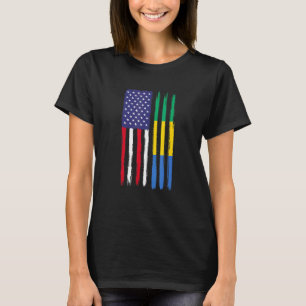Camiseta Gabón: Raíces de la bandera mitad estadounidense P