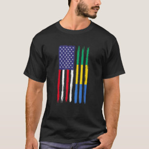 Camiseta Gabón: Raíces de la bandera mitad estadounidense P