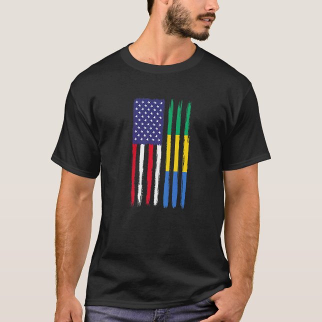 Camiseta Gabón: Raíces de la bandera mitad estadounidense P (Anverso)