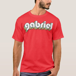 Camiseta Gabriel Retro Estilo de Tipografía Arcoiris Faded