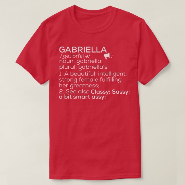 Camiseta Gabriella Name Gabriella Definición Gabriella Fema (Diseño del anverso)