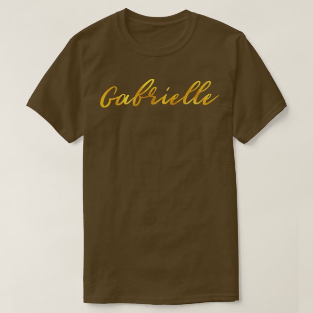Camiseta Gabrielle nombra a la mano en falsas cartas de oro (Diseño del anverso)