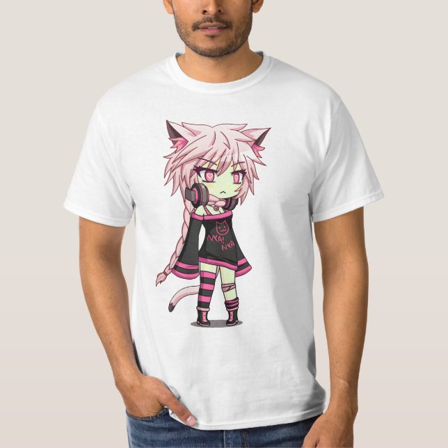 Camiseta Gacha Club Animación femenina de pelo rosado (Anverso)
