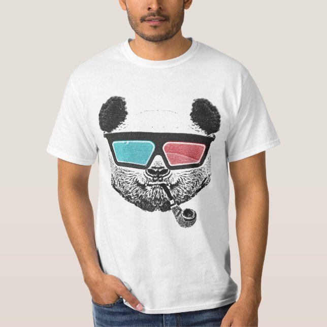Camiseta Gafas 3D de panda de época (Anverso)