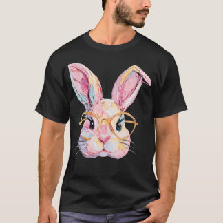 Camiseta Gafas Cara de Conejo Huevos Conejito Feliz Pascua