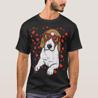 Camiseta Gafas cardíacas Beagle Día de San Valentín Mascota