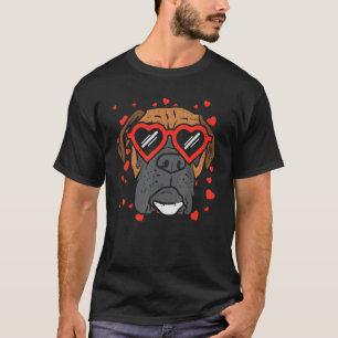 Camiseta Gafas cardíacas Boxer Face Cute Día de San Valentí