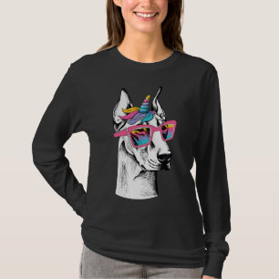 Camiseta Gafas de arcoiris de Unicorn Doberman